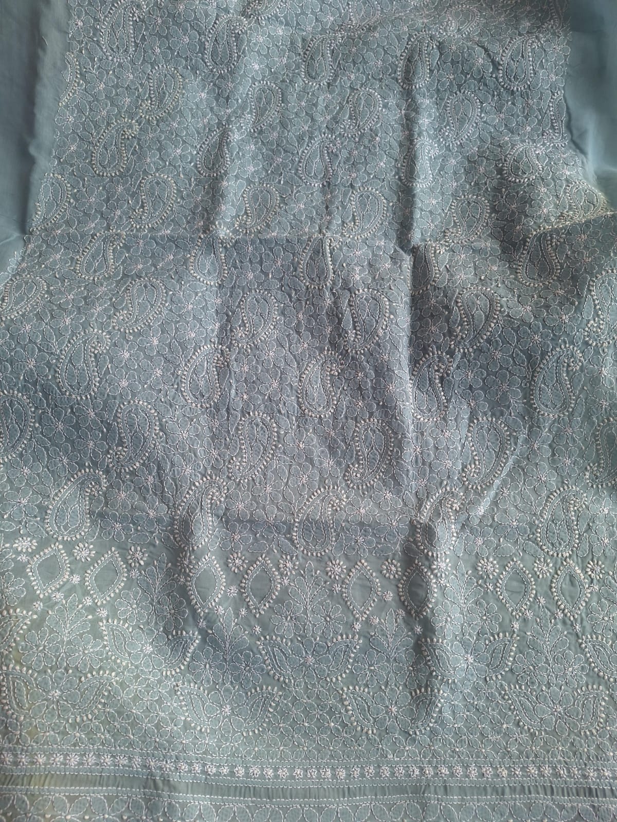 Grey Cotton Hand embroidered kurta