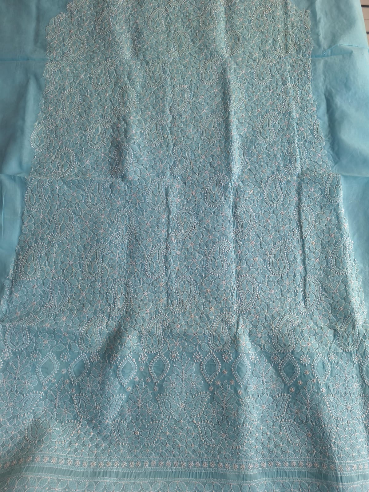 Sky Blue Jaalwork Kurta