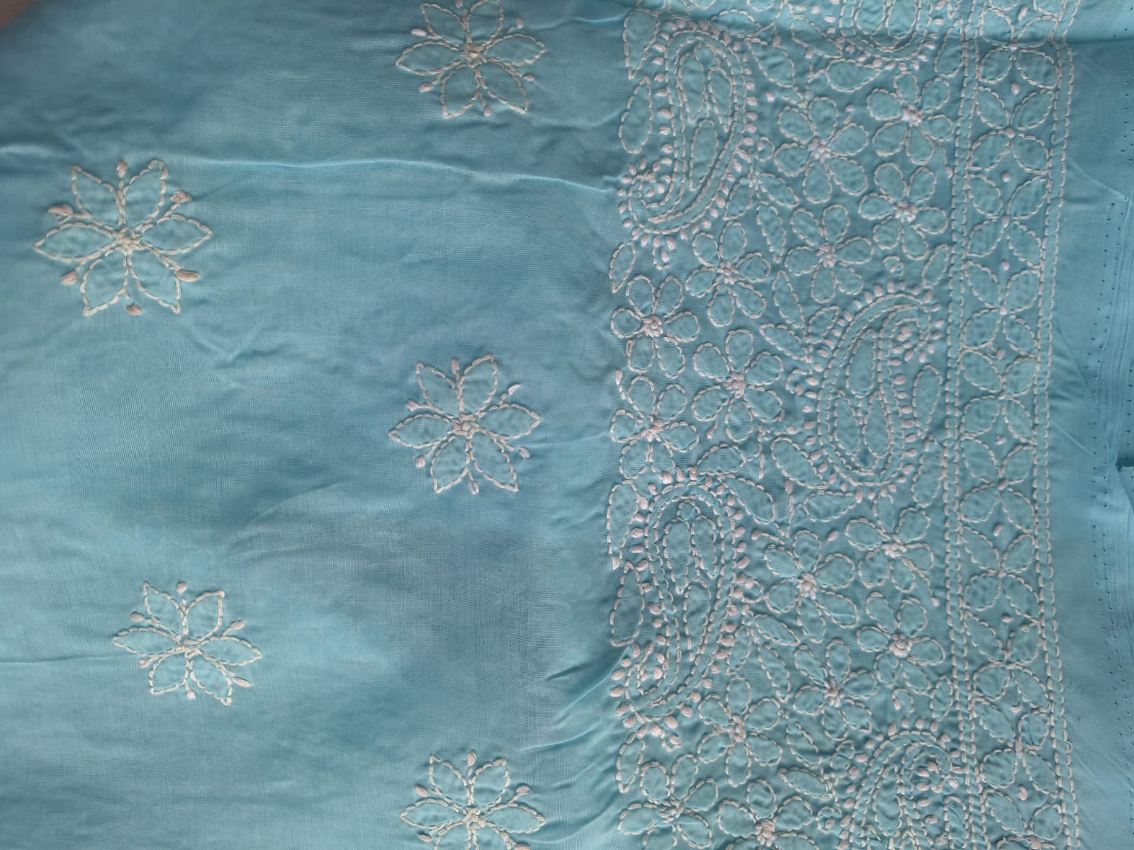 Sky Blue Jaalwork Kurta