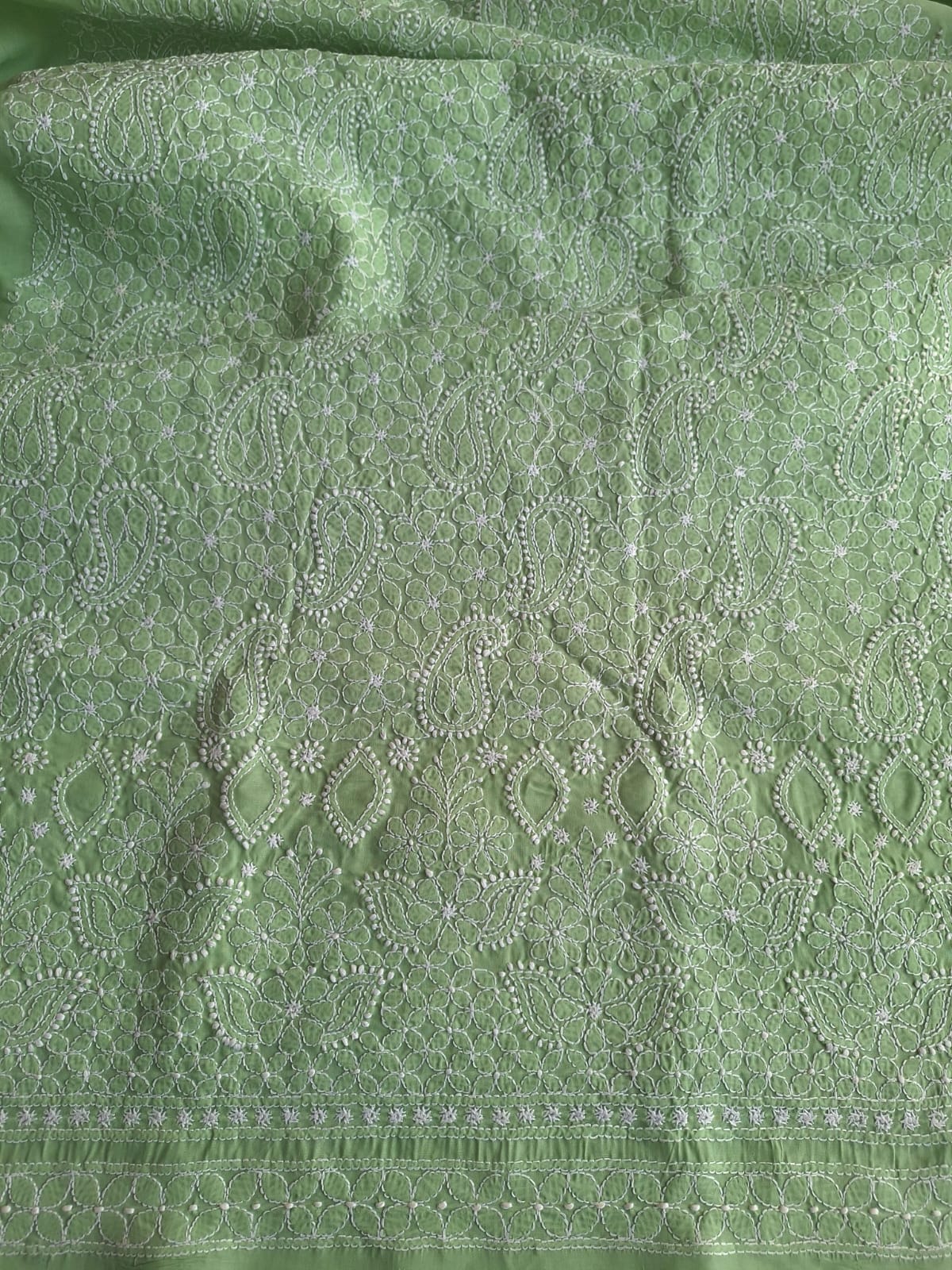 Green Hand embroidered Cotton Kurta