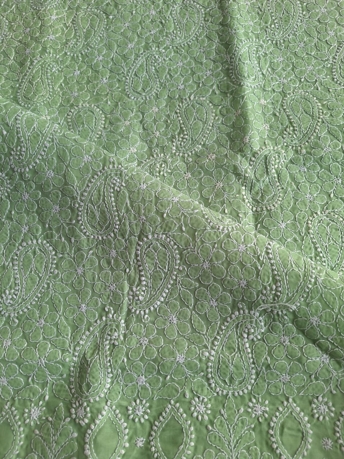 Green Hand embroidered Cotton Kurta