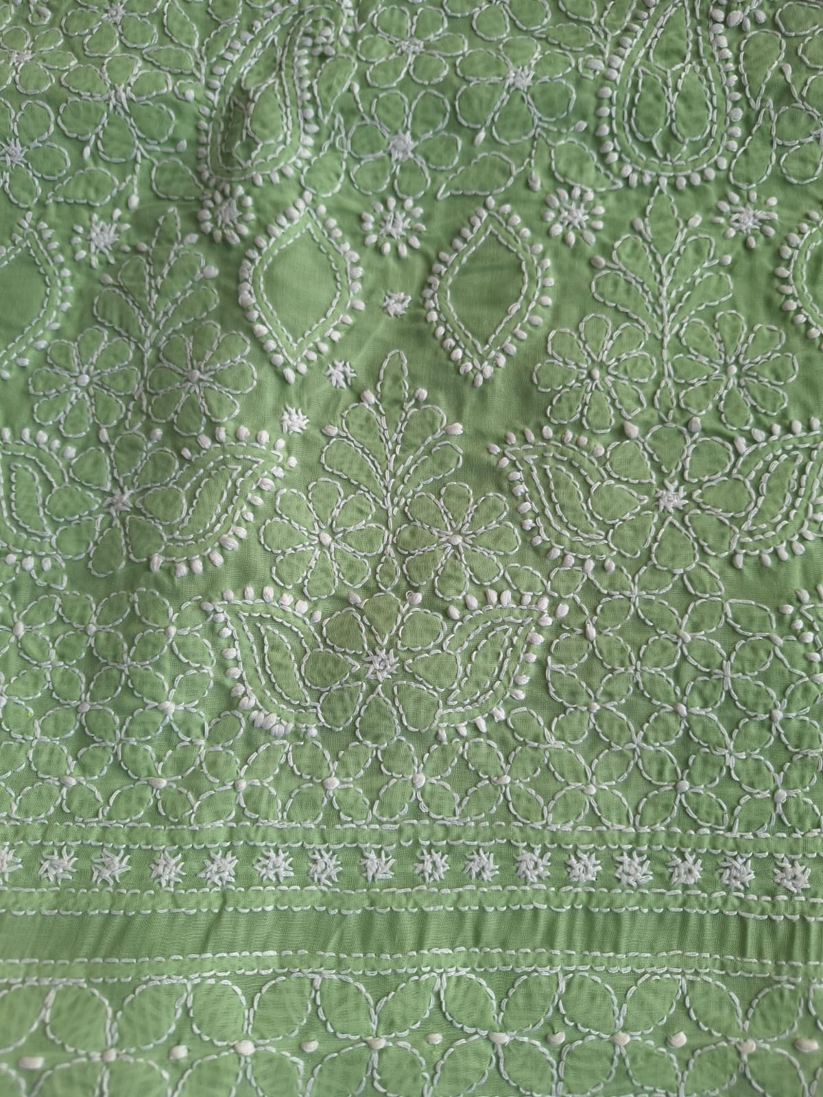 Green Hand embroidered Cotton Kurta