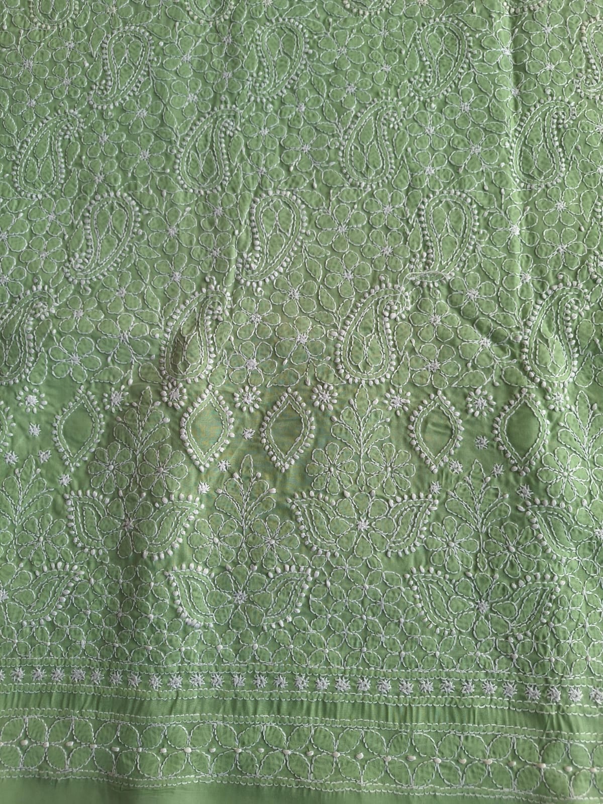 Green Hand embroidered Cotton Kurta