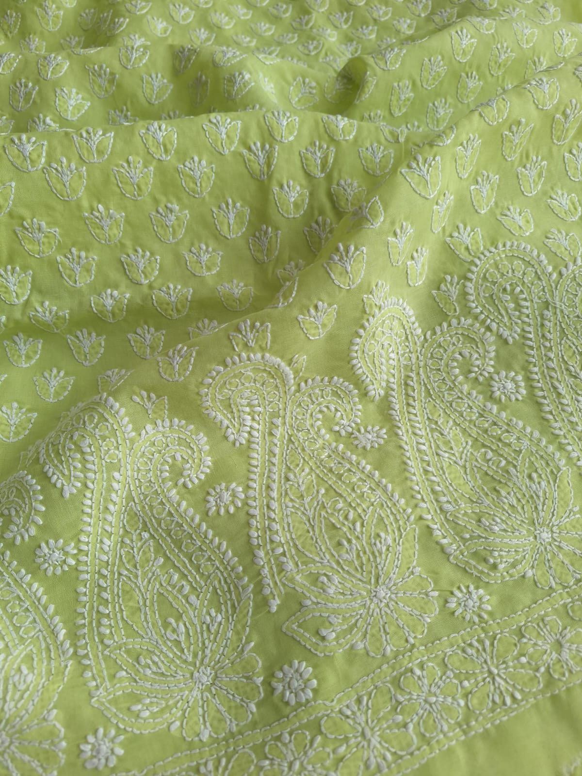 Lime Green Cotton Chikankari Suit