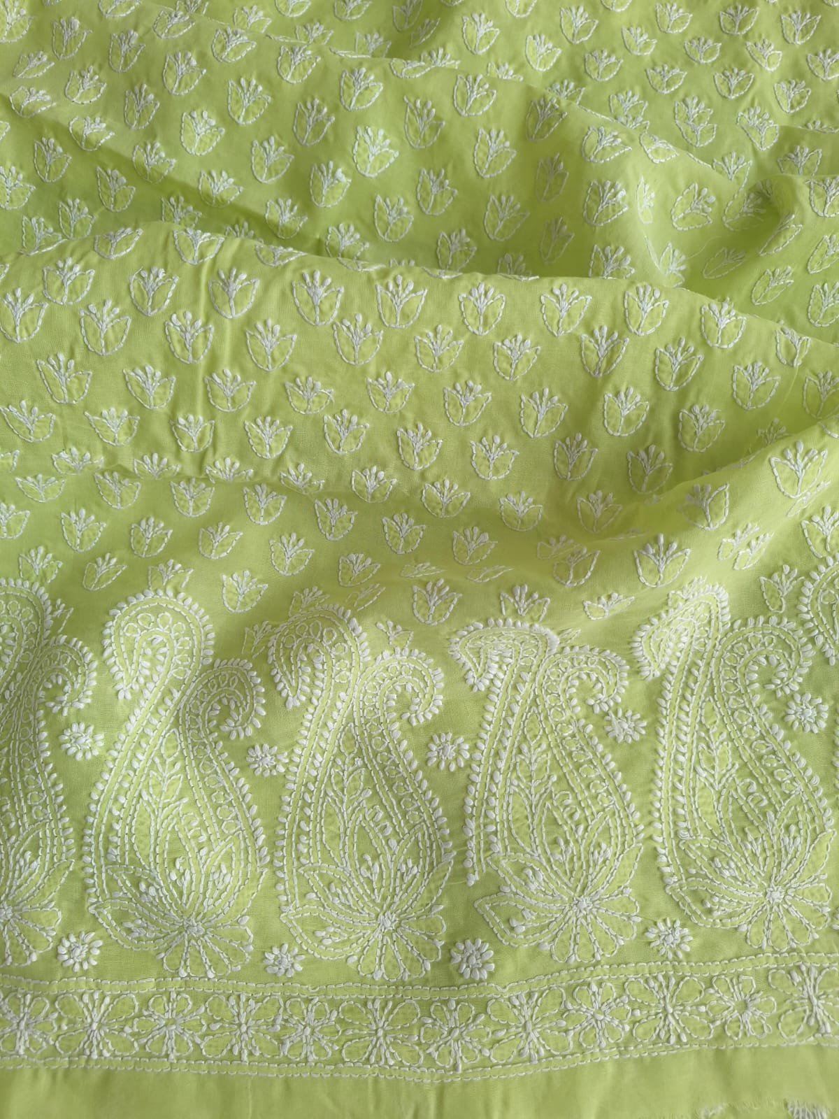 Lime Green Cotton Chikankari Suit