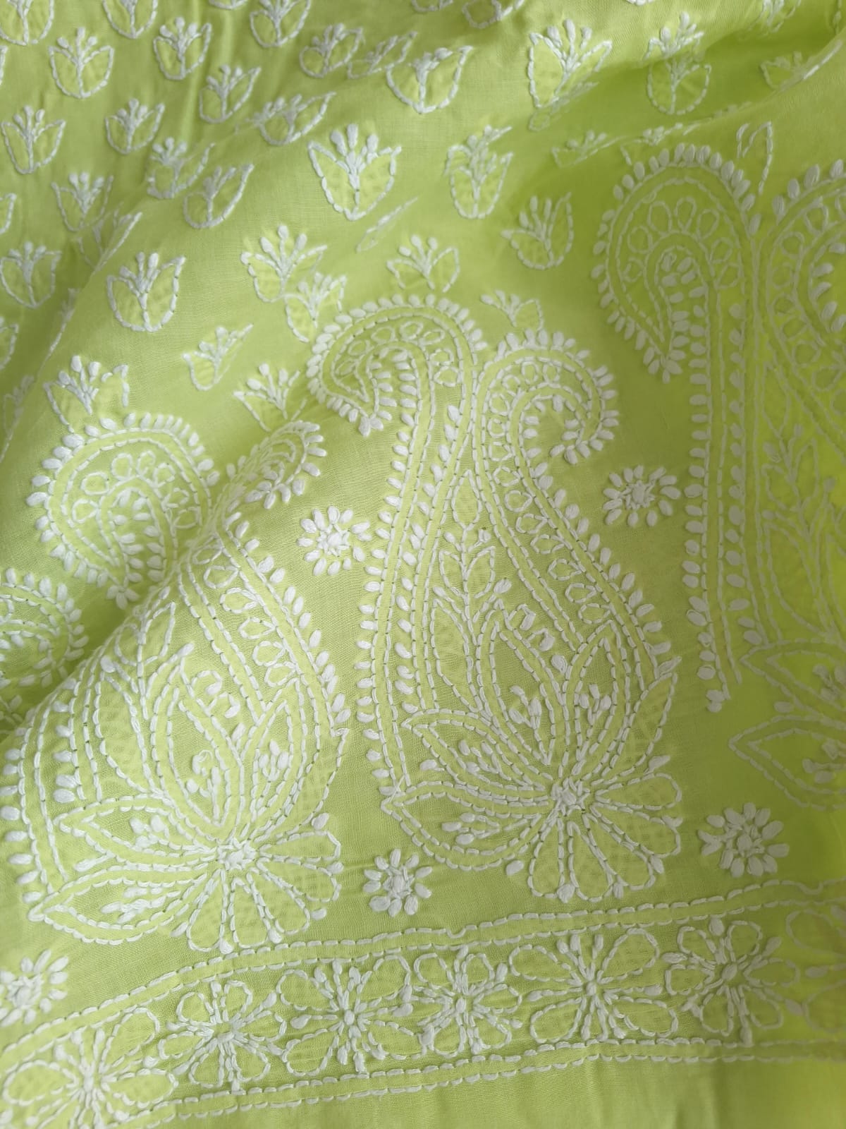 Lime Green Cotton Chikankari Suit