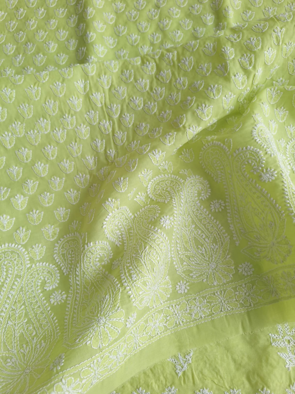Lime Green Cotton Chikankari Suit