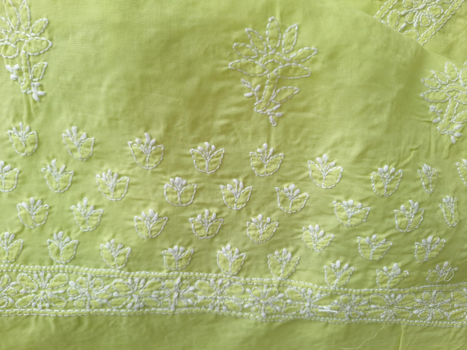 Lime Green Cotton Chikankari Suit