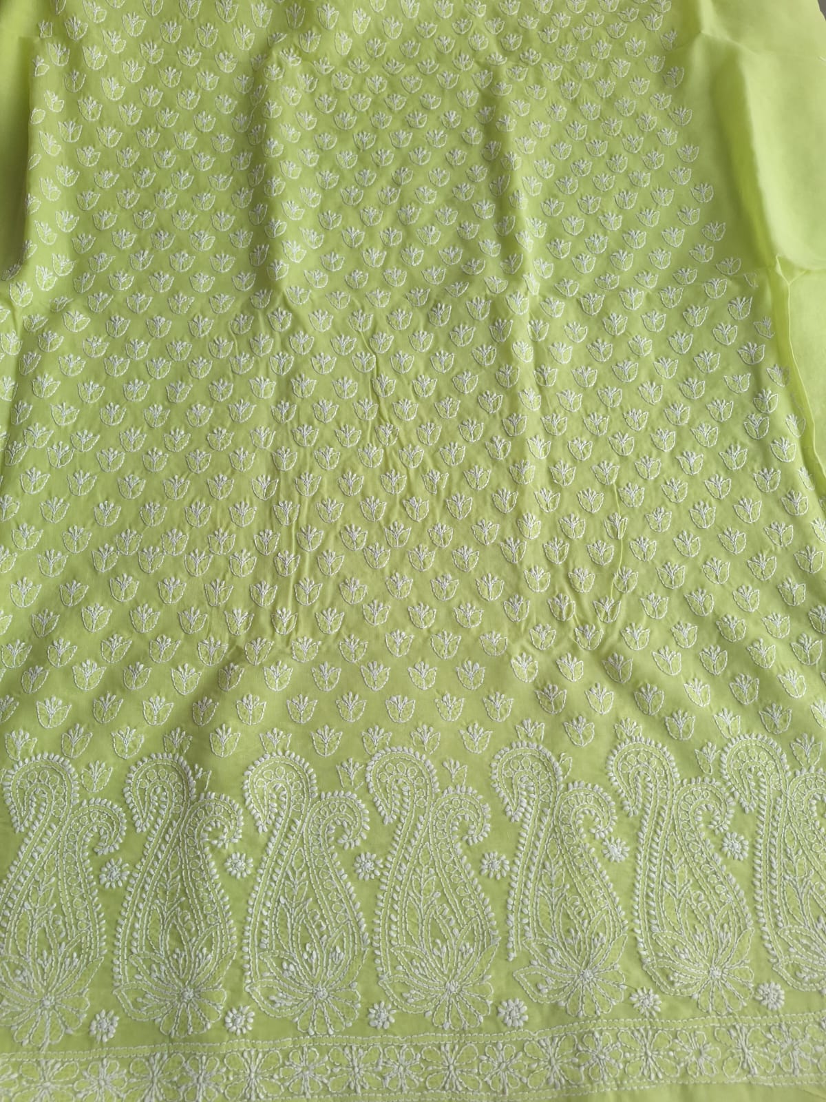 Lime Green Cotton Chikankari Suit