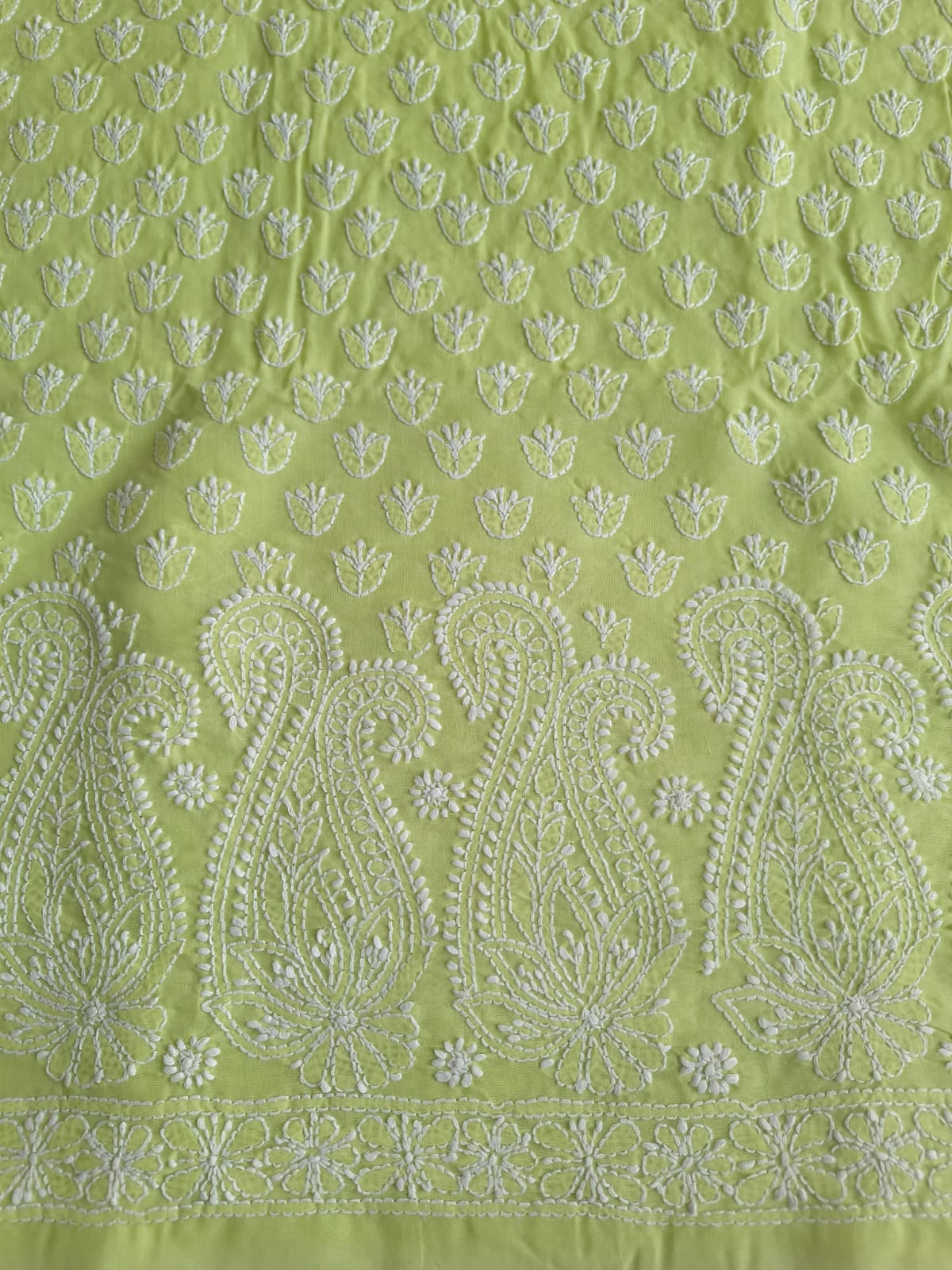 Lime Green Cotton Chikankari Suit