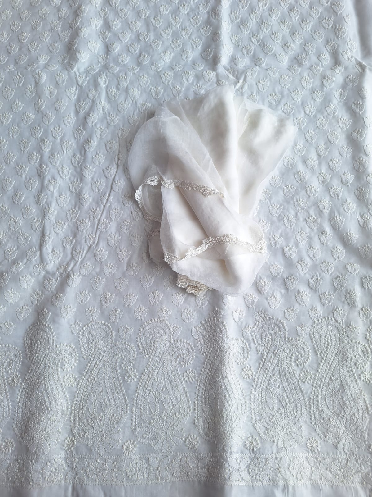 Pure White cotton Chikankari Suit