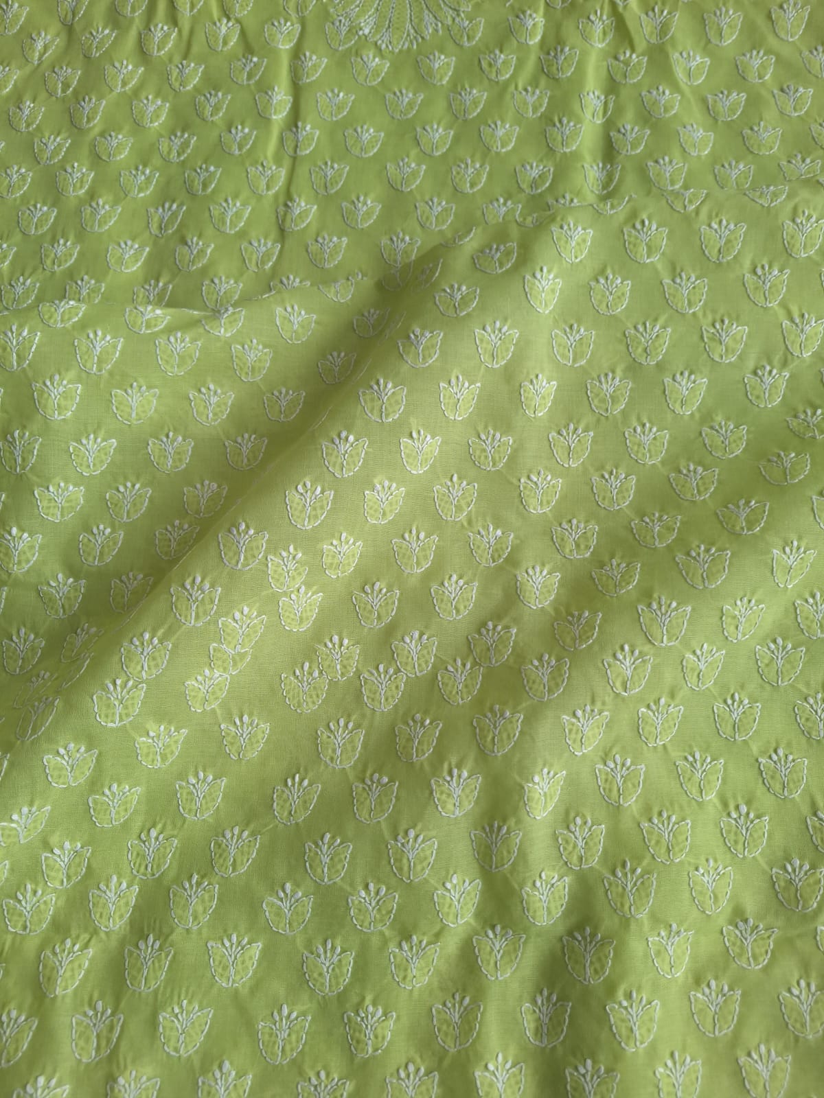 Lime Green Cotton Hand work Suit