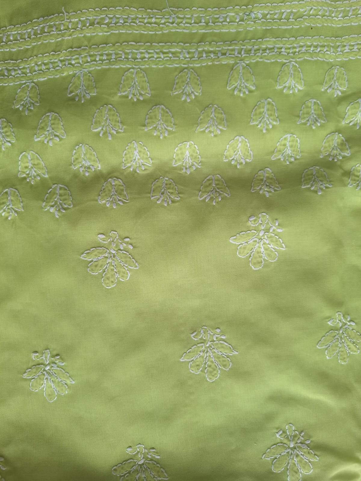 Lime Green Cotton Hand work Suit