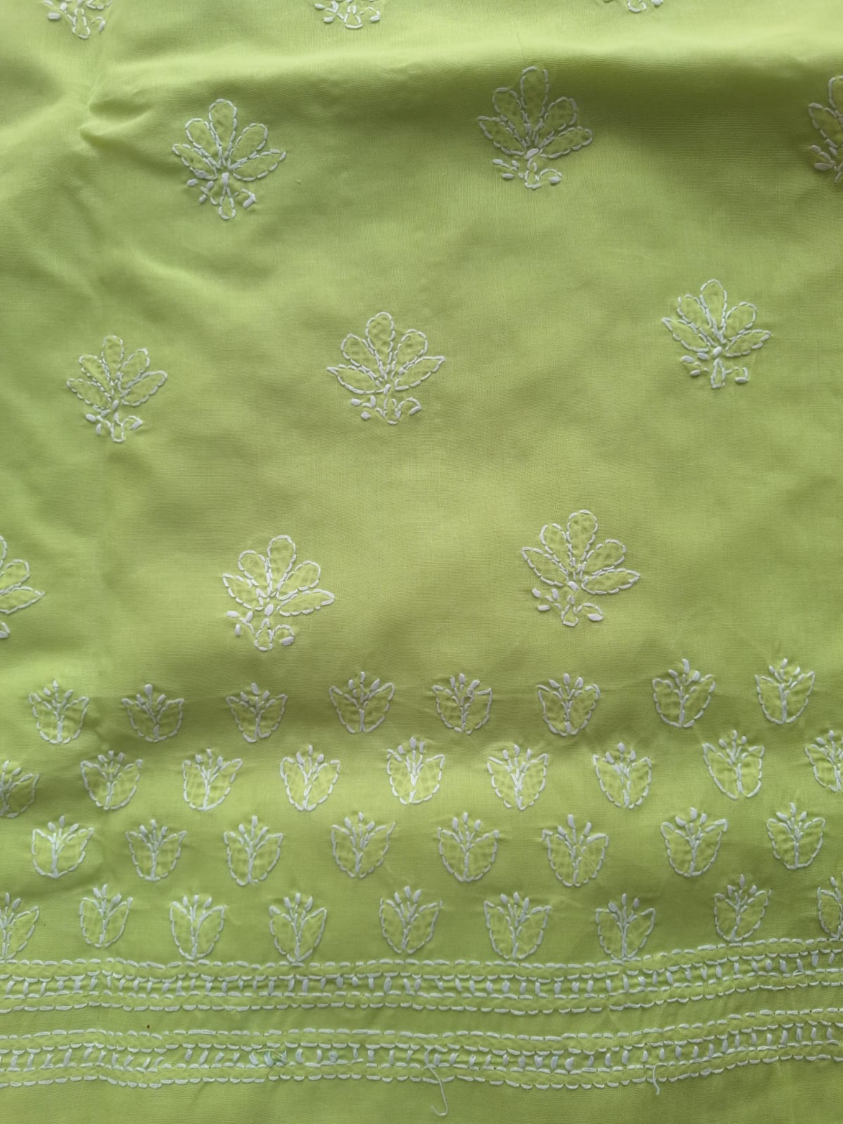 Lime Green Cotton Hand work Suit