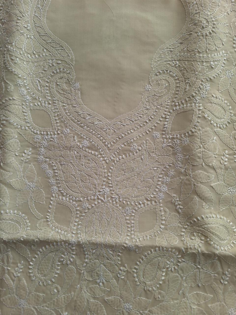 Beige Hand Embroidered Kurta