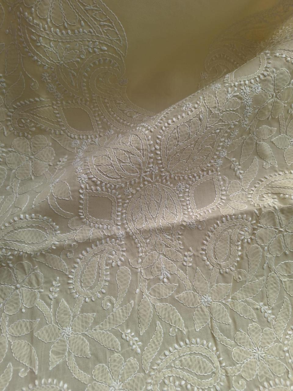 Beige Hand Embroidered Kurta