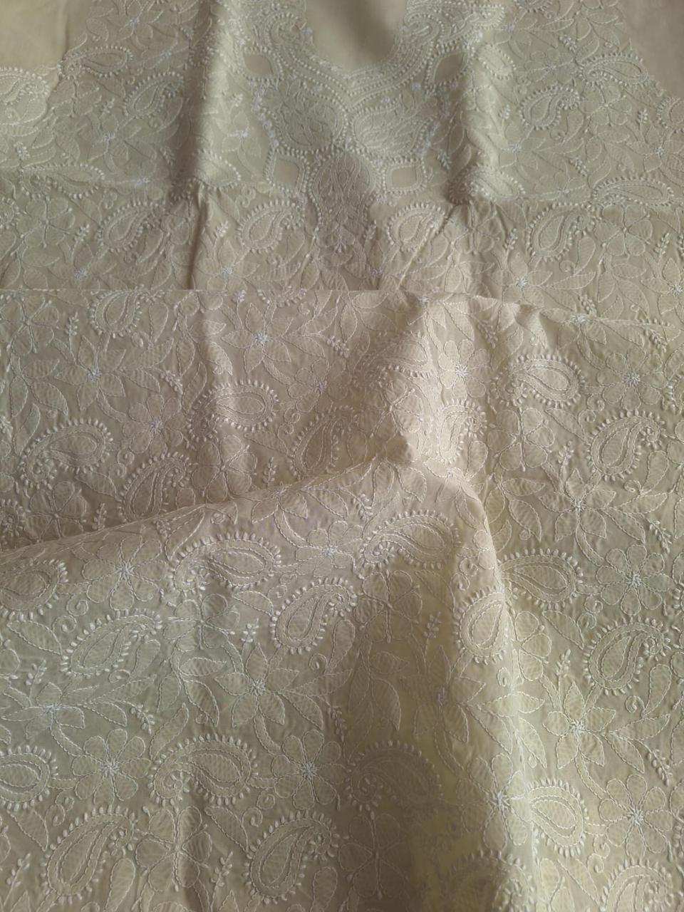 Beige Hand Embroidered Kurta