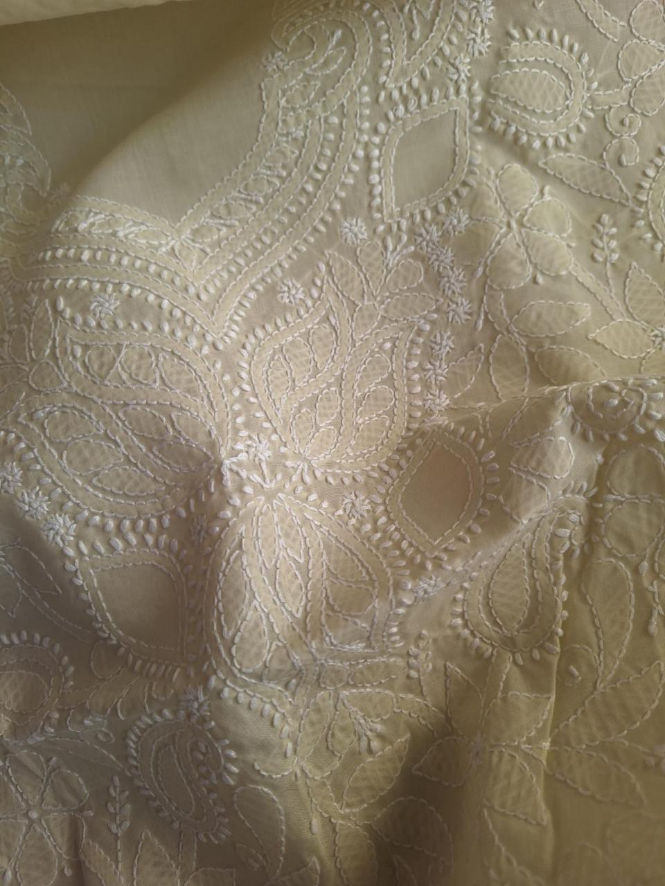 Beige Hand Embroidered Kurta