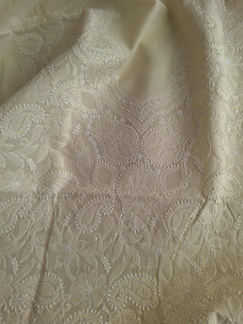 Beige Hand Embroidered Kurta