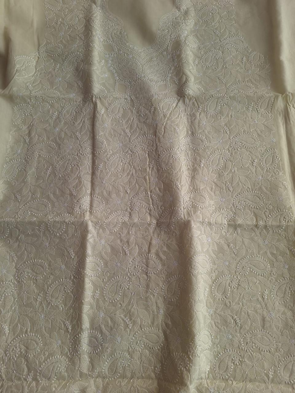 Beige Hand Embroidered Kurta