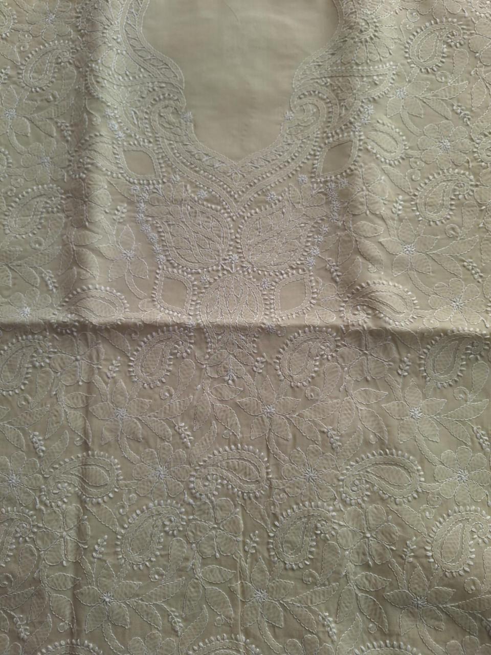 Beige Hand Embroidered Kurta