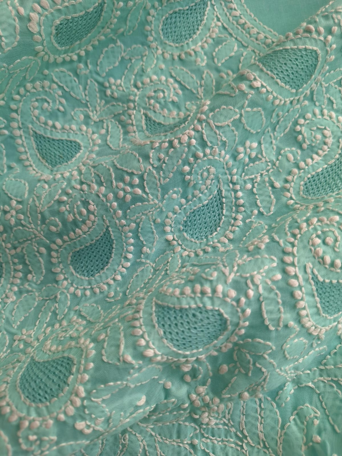 Sea Green Cotton Full set with Jaaliwork