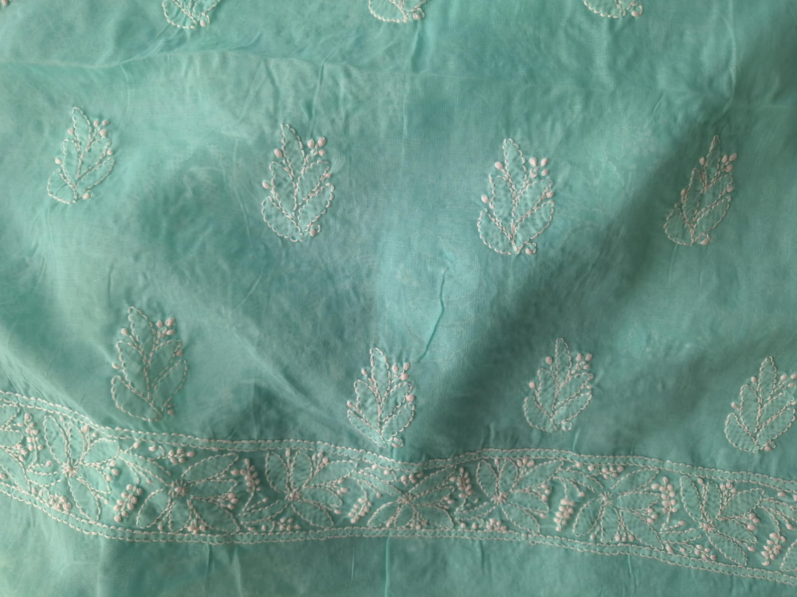 Sea Green Cotton Full set with Jaaliwork