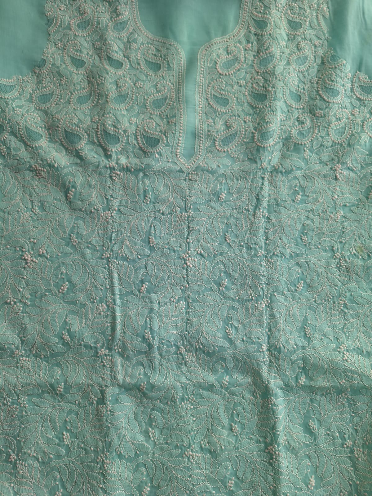 Sea Green Cotton Full set with Jaaliwork