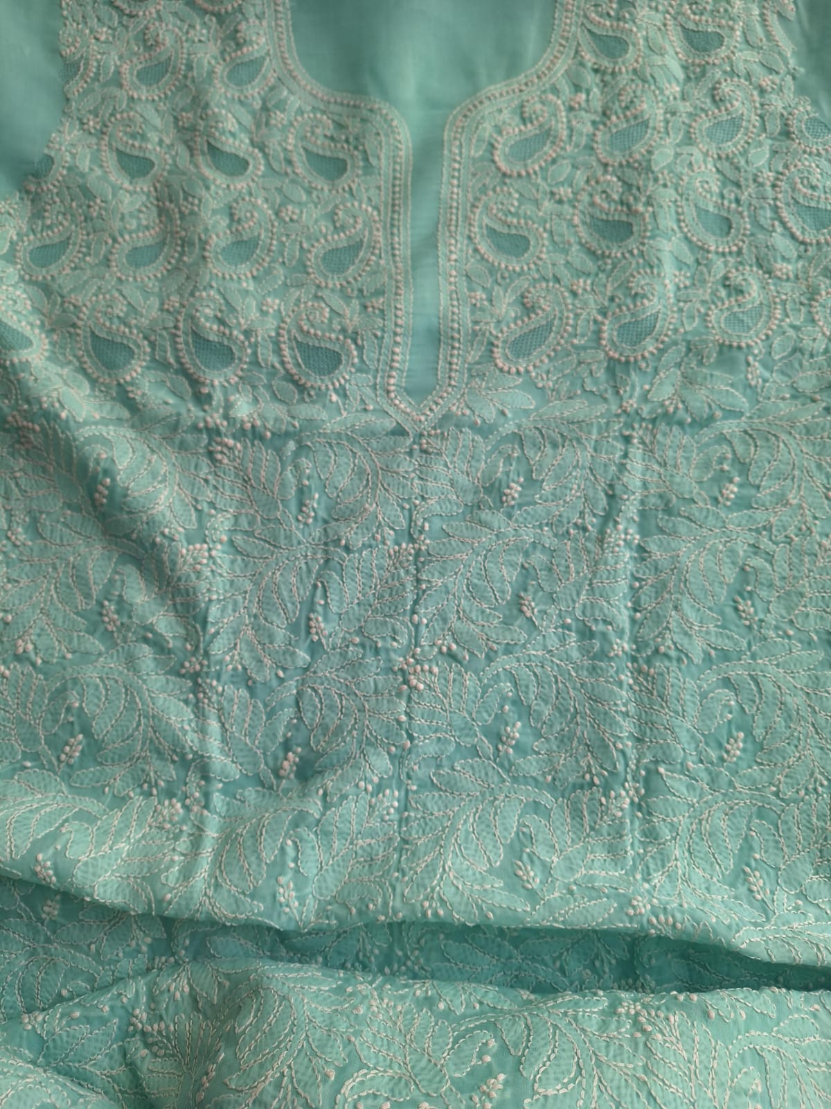 Sea Green Cotton Full set with Jaaliwork
