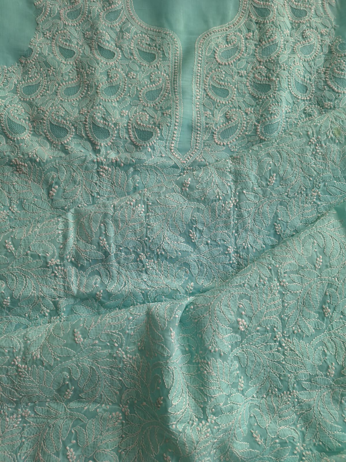 Sea Green Cotton Full set with Jaaliwork