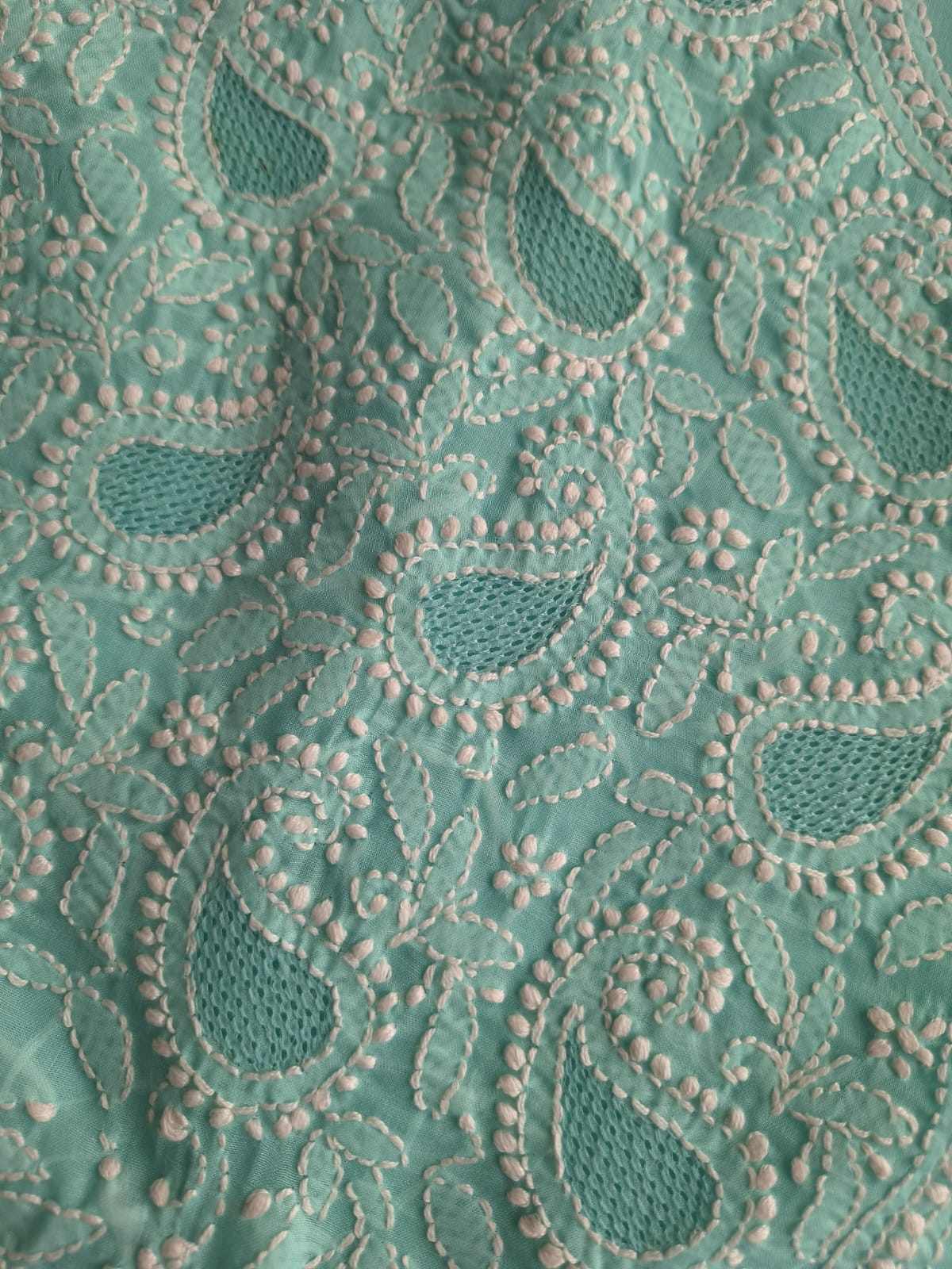 Sea Green Cotton Full set with Jaaliwork