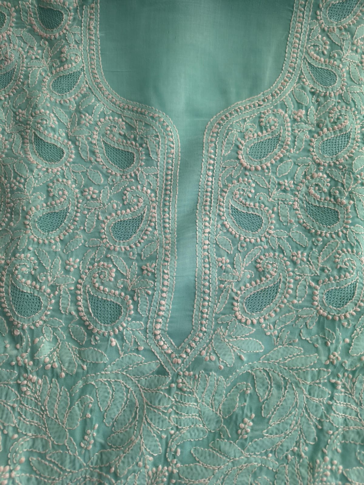 Sea Green Cotton Full set with Jaaliwork