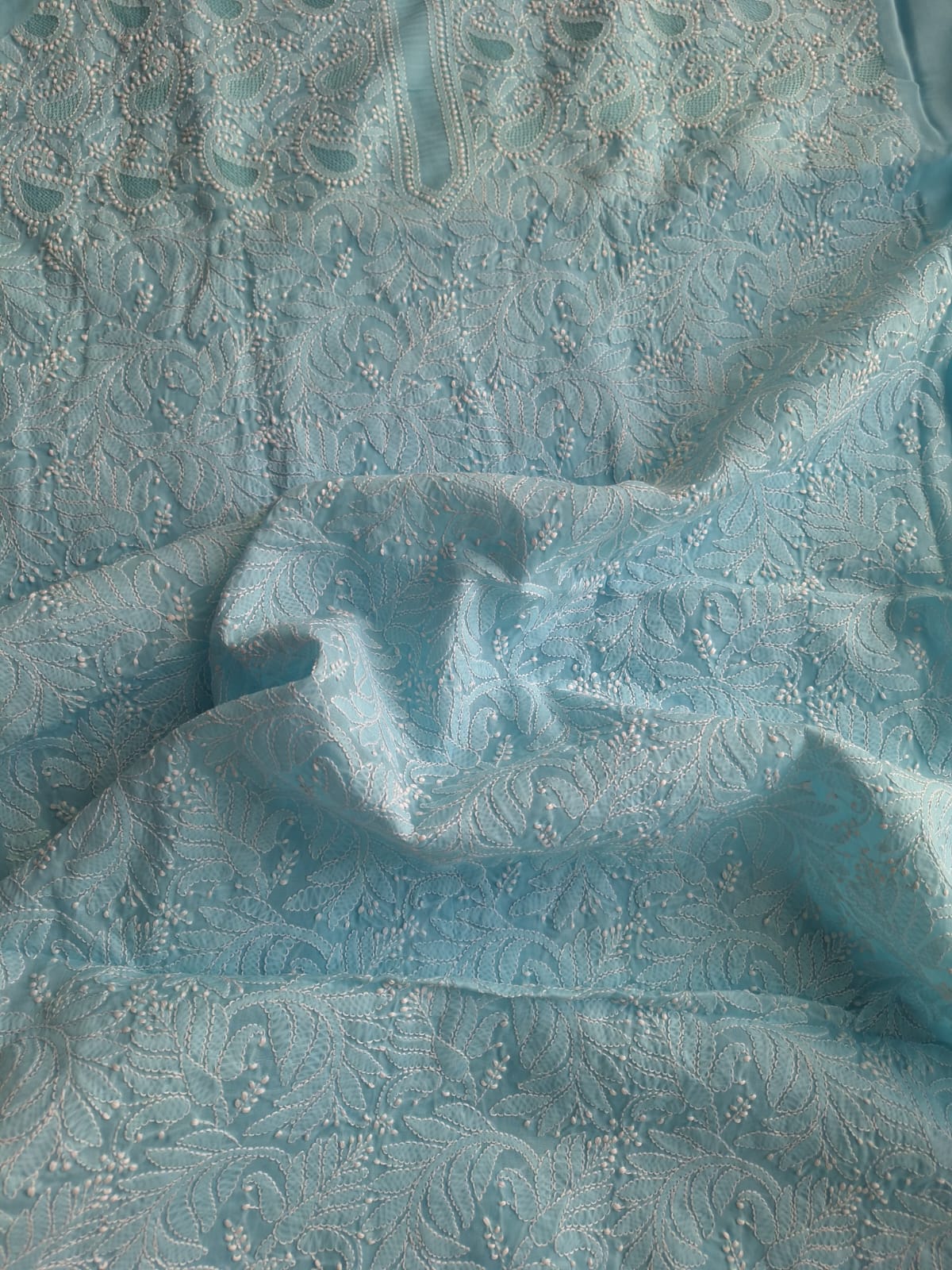 Sky blue cotton set with Jaaliwork