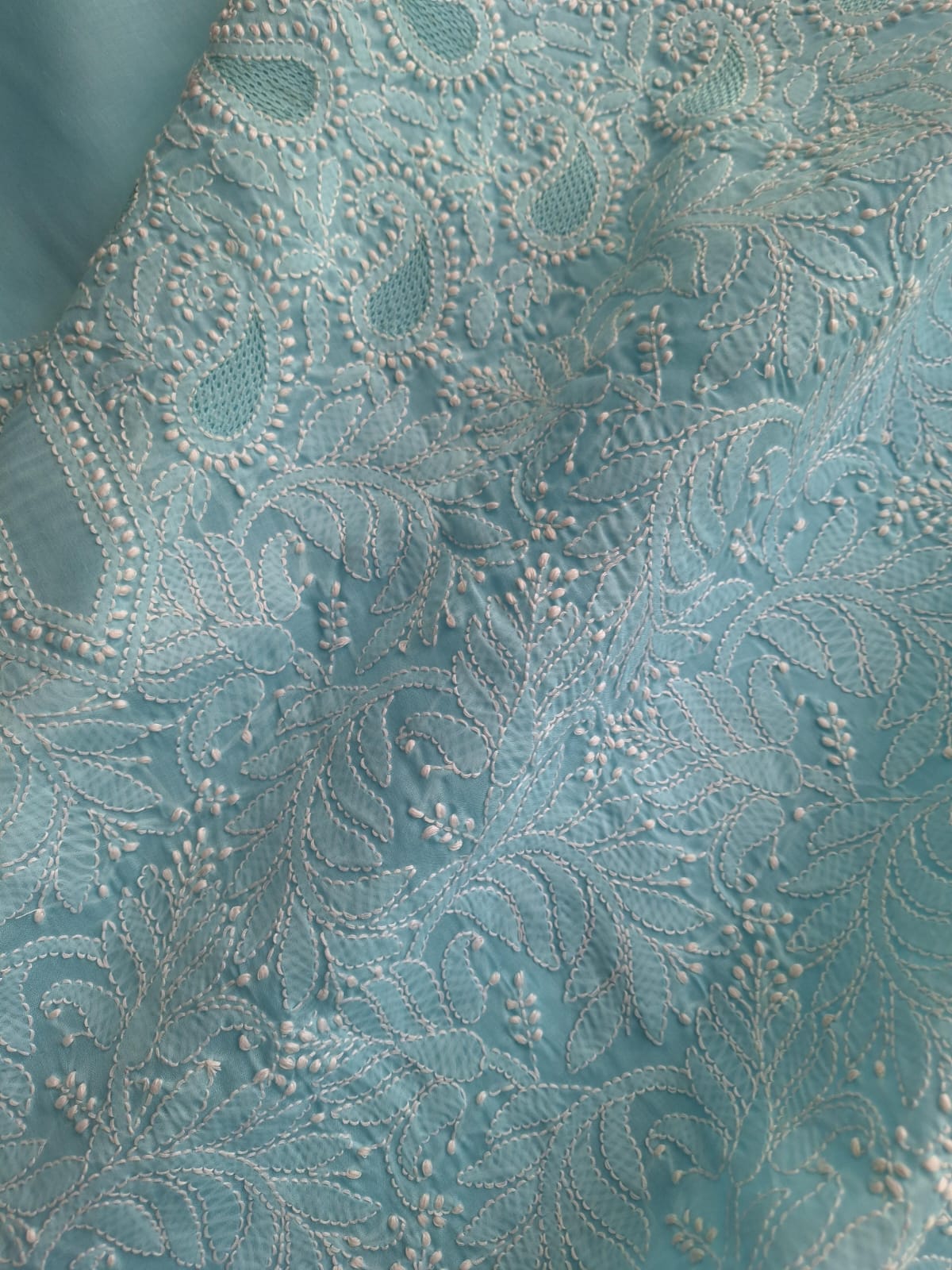 Sky blue cotton set with Jaaliwork