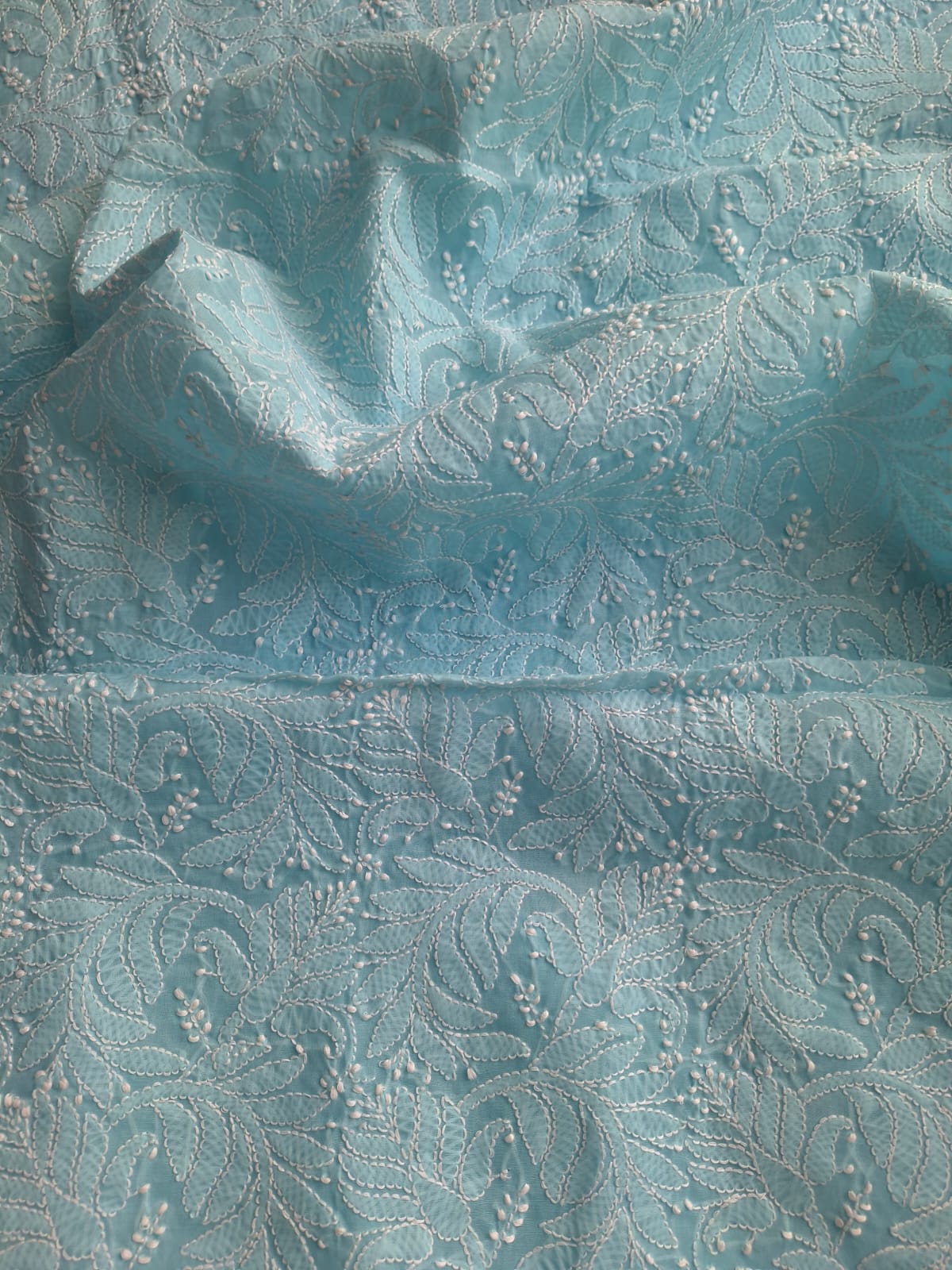 Sky blue cotton set with Jaaliwork