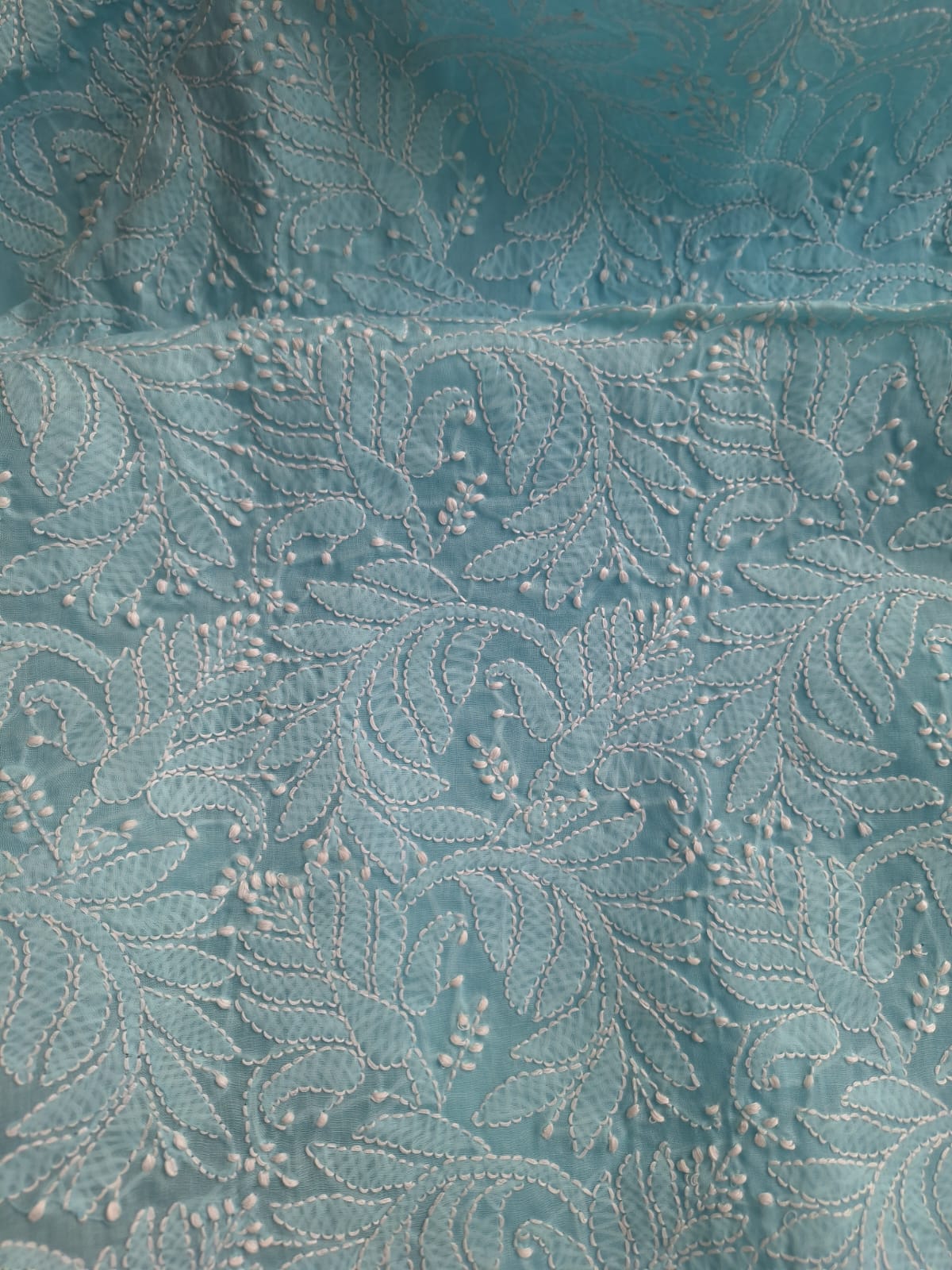 Sky blue cotton set with Jaaliwork