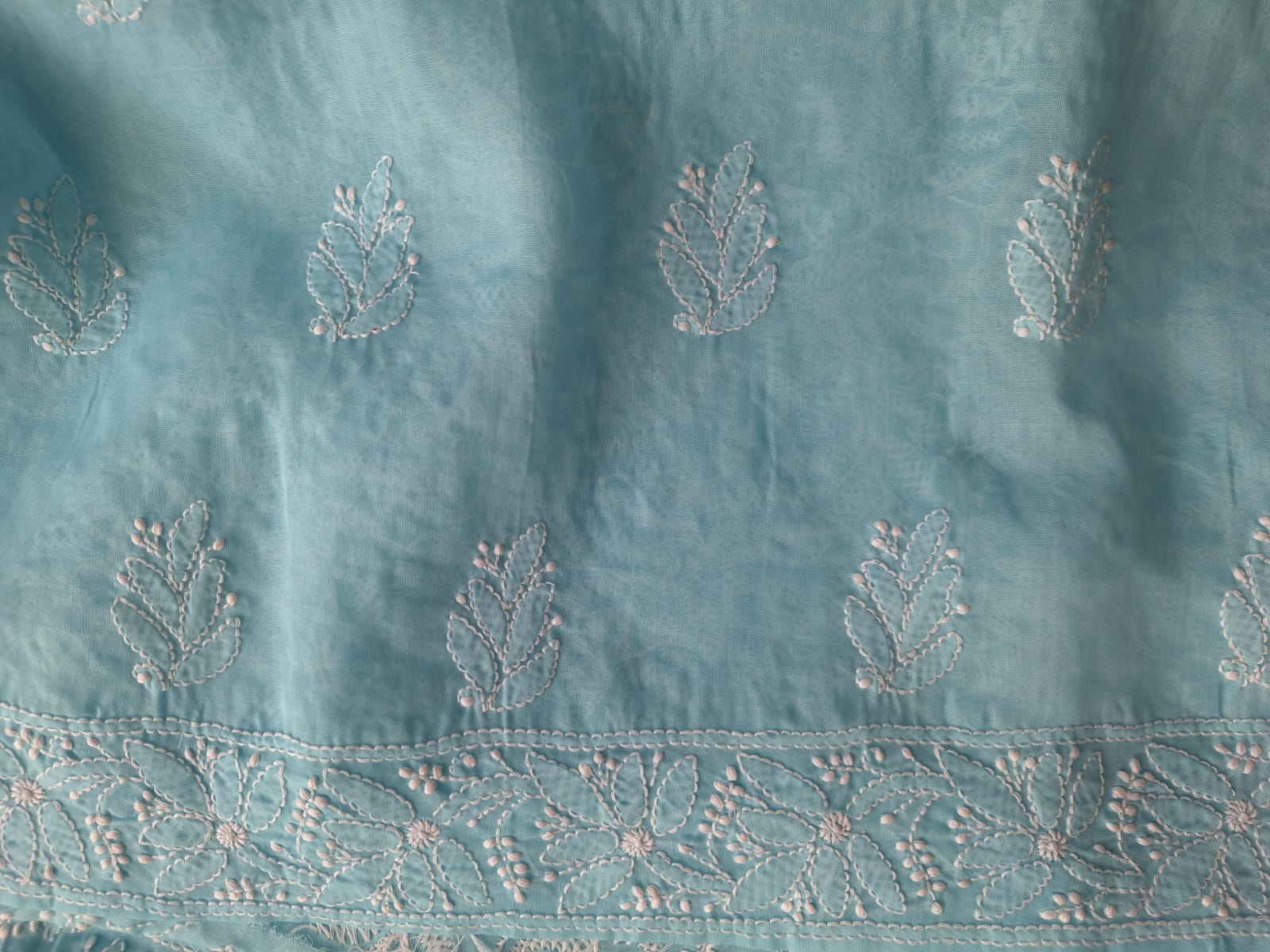Sky blue cotton set with Jaaliwork