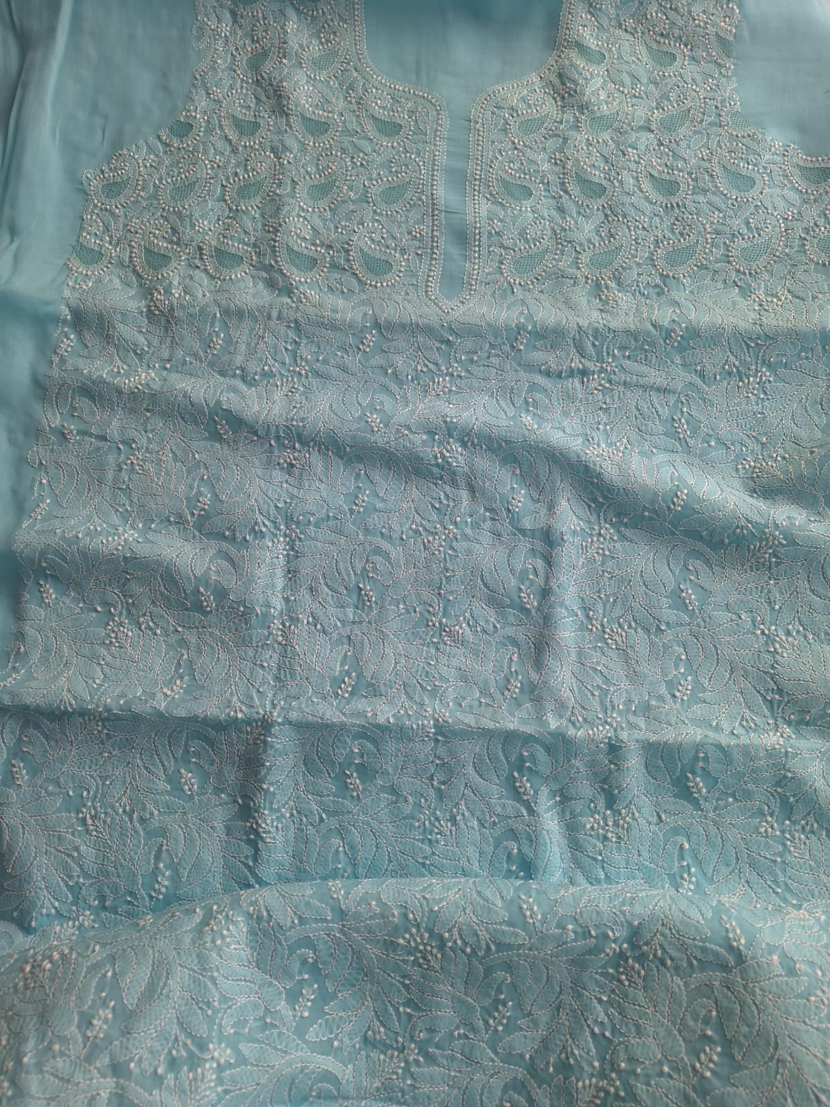 Sky blue cotton set with Jaaliwork