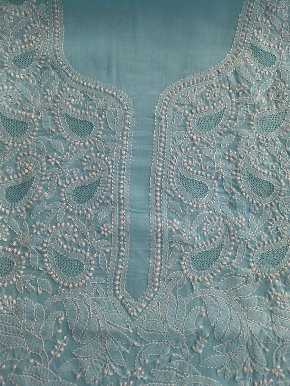 Sky blue cotton set with Jaaliwork