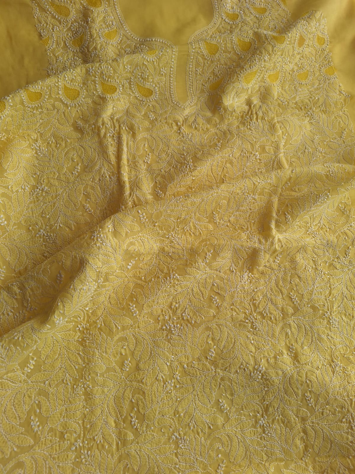 Mango Yellow Cotton Full Set with Jaaliwork