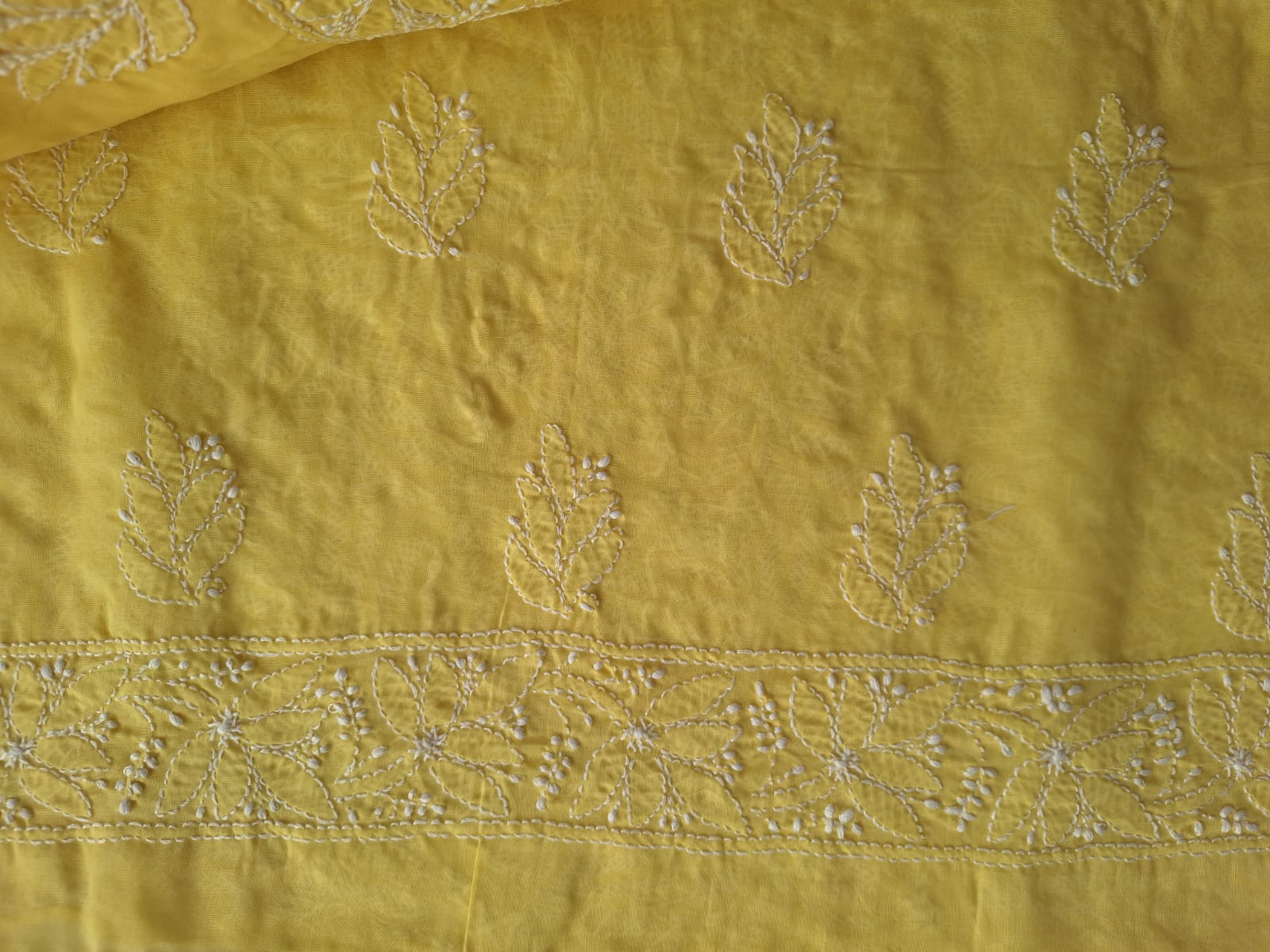 Mango Yellow Cotton Full Set with Jaaliwork