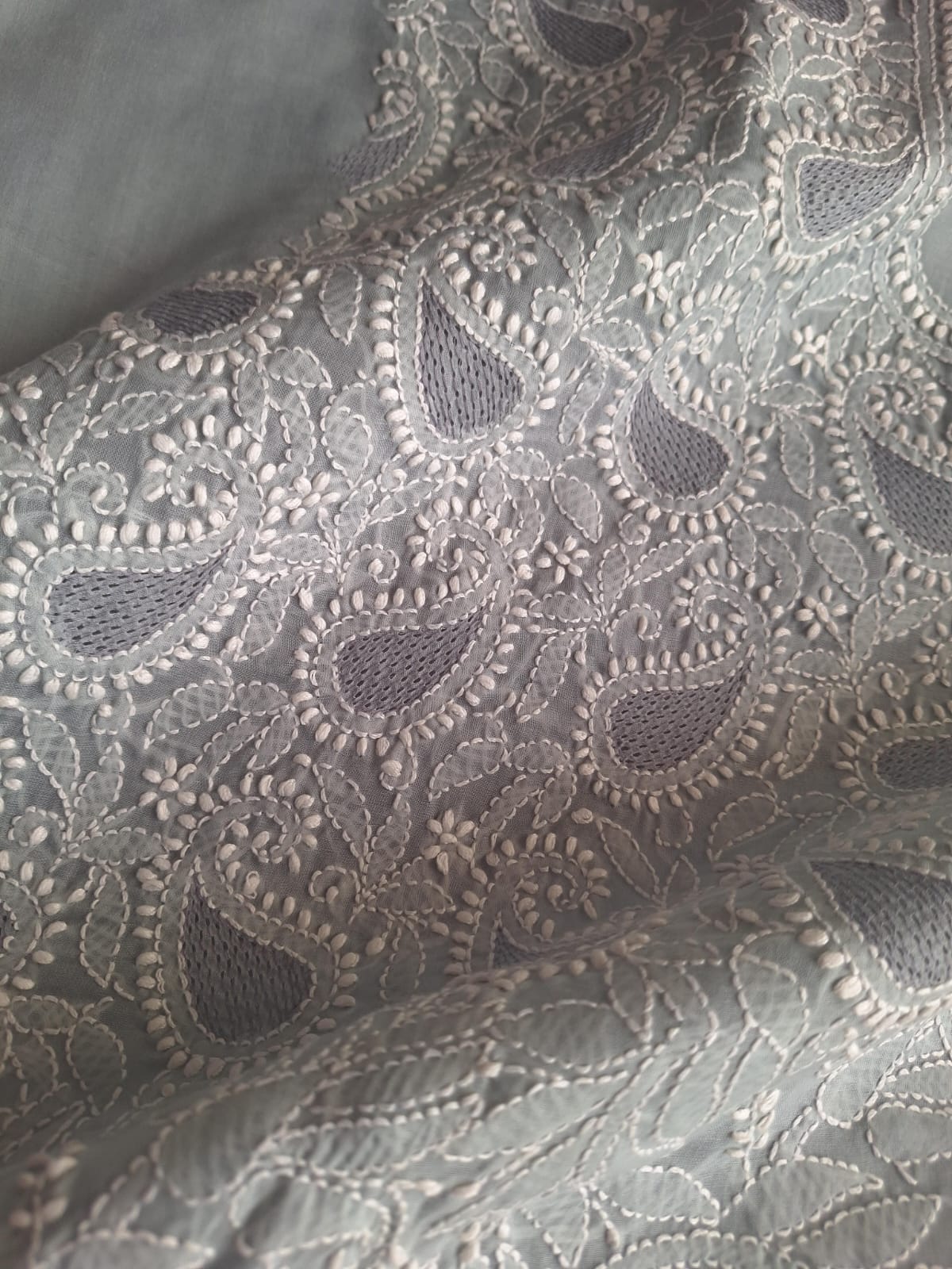 Grey Cotton Full Set with Jaaliwork