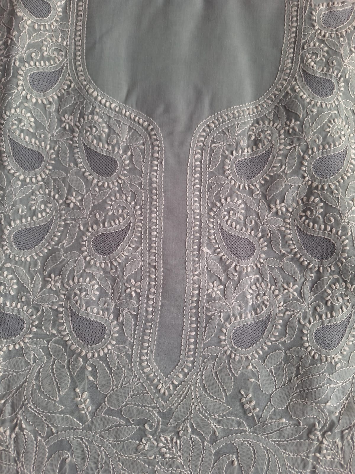 Grey Cotton Full Set with Jaaliwork