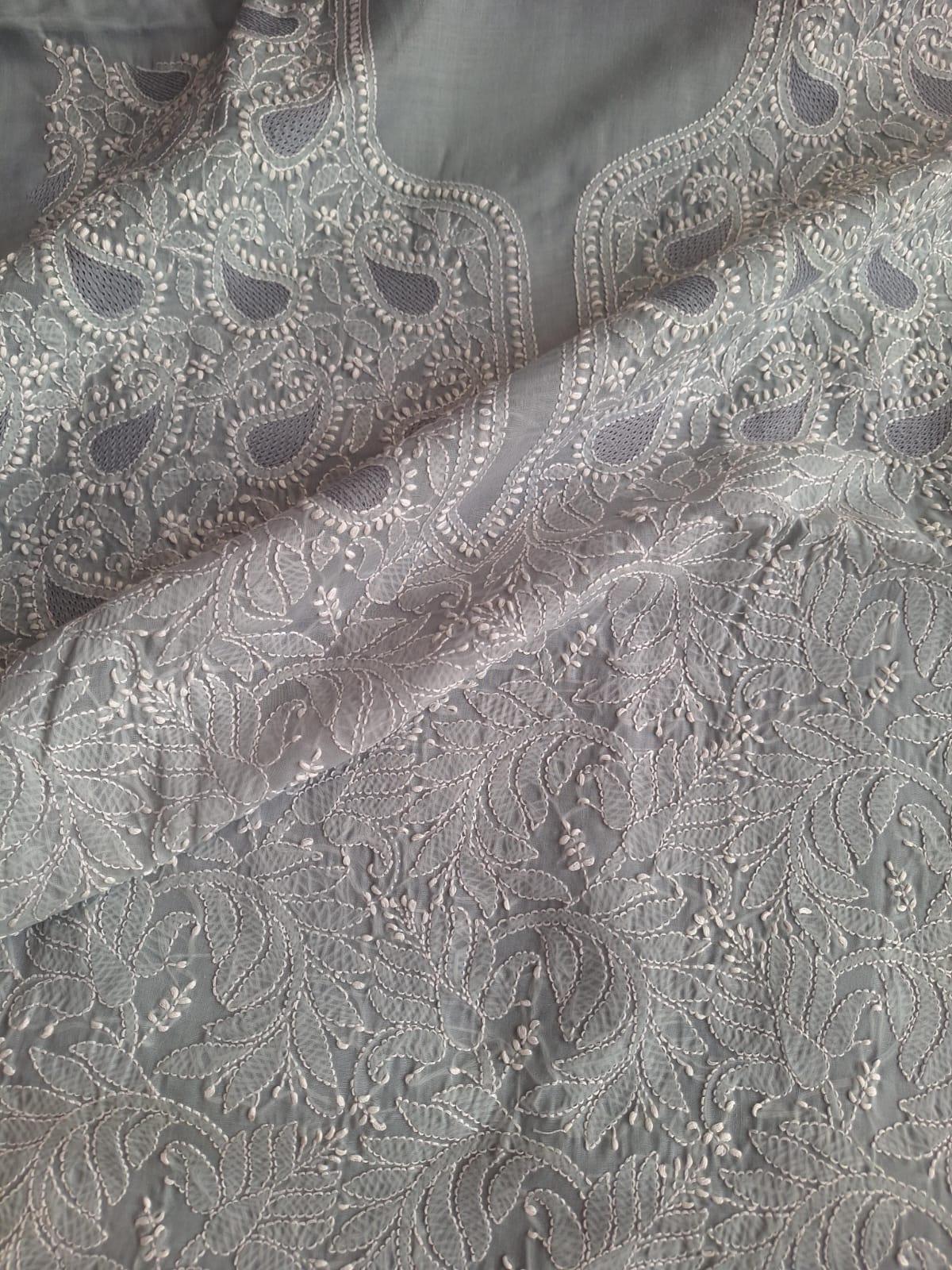 Grey Cotton Full Set with Jaaliwork