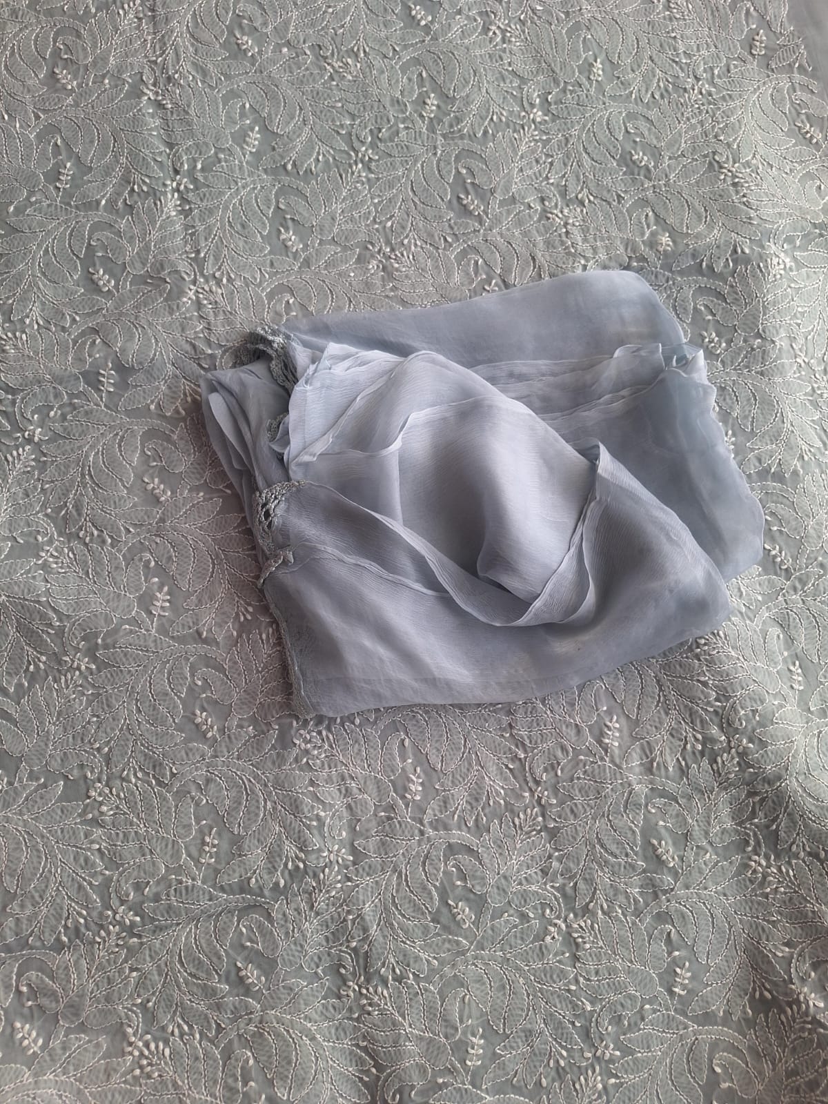 Grey Cotton Full Set with Jaaliwork