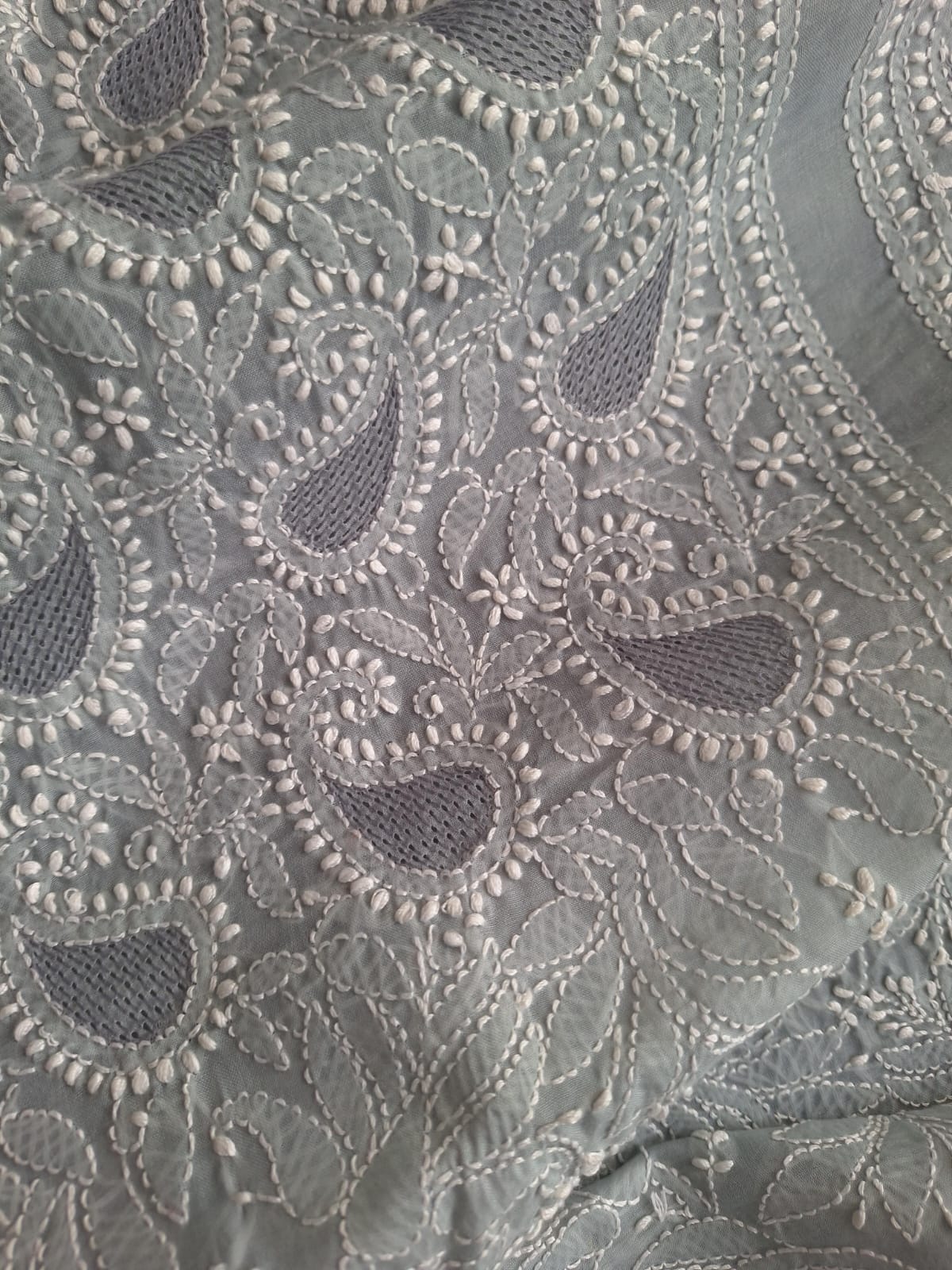 Grey Cotton Full Set with Jaaliwork