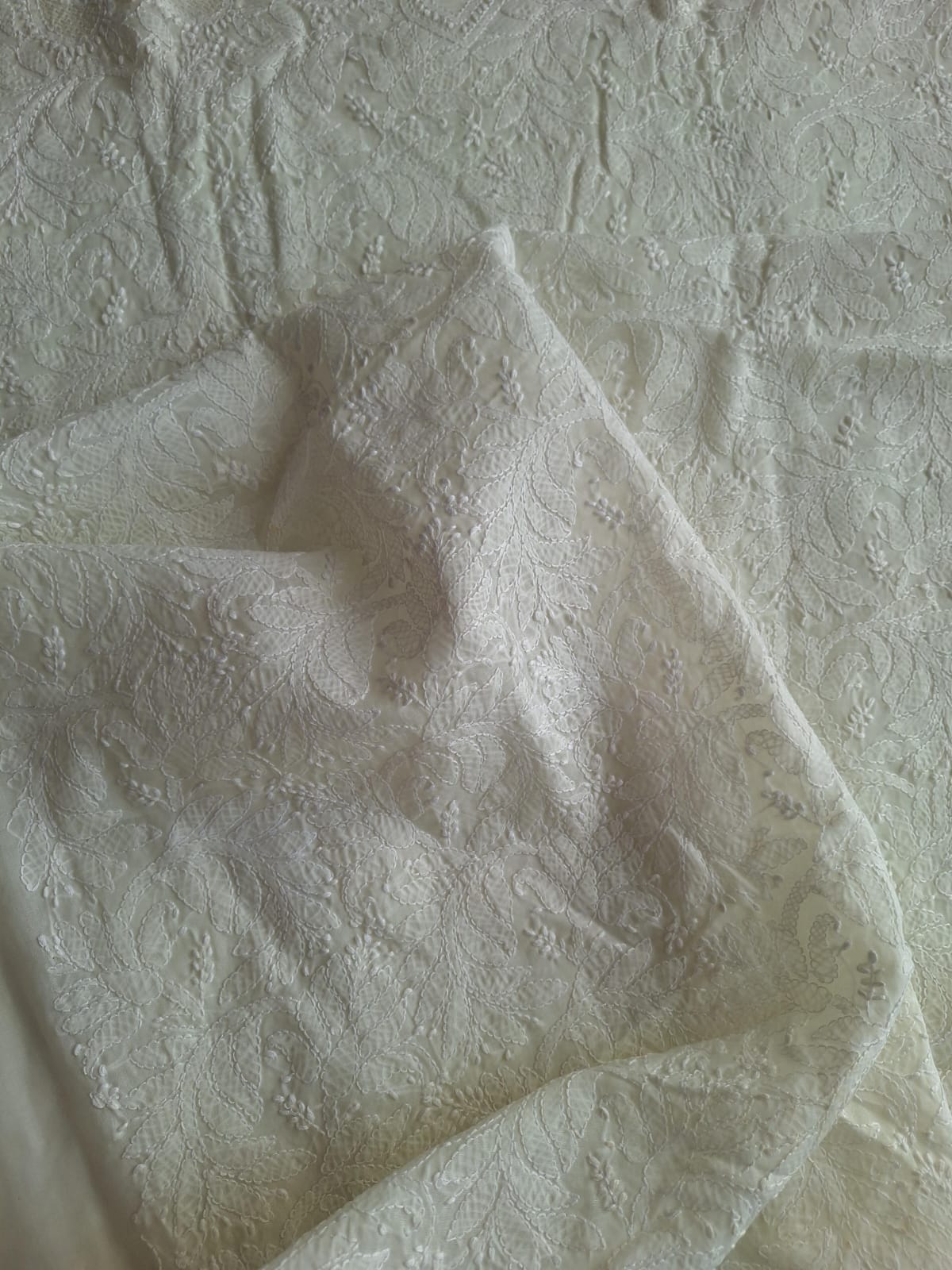 Cream Color Cotton Full Set with Jaaliwork