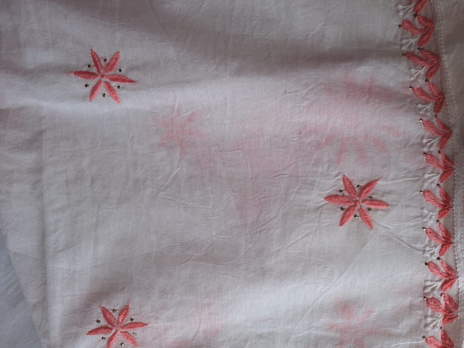 Chanderi Kurta and Dupatta set with Multicolored chikankari and mukaish