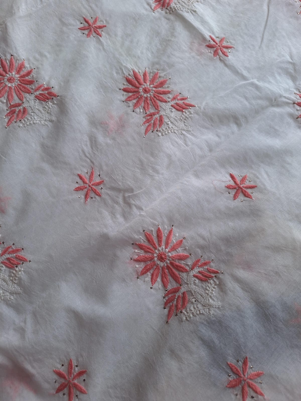 Chanderi Kurta and Dupatta set with Multicolored chikankari and mukaish