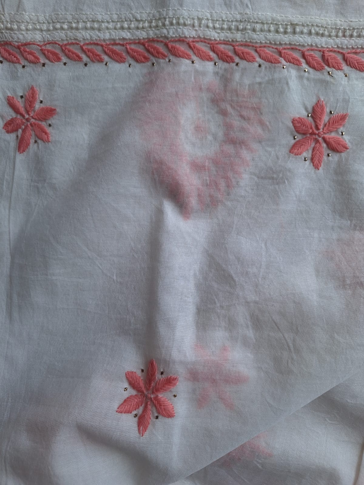 Chanderi Kurta and dupatta with multicolored chikankari and Mukaish